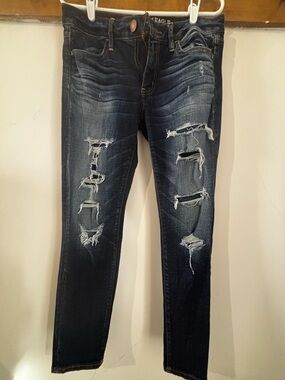 American Eagle Outfitters Ripped Dark Blue Skinny Jeans
